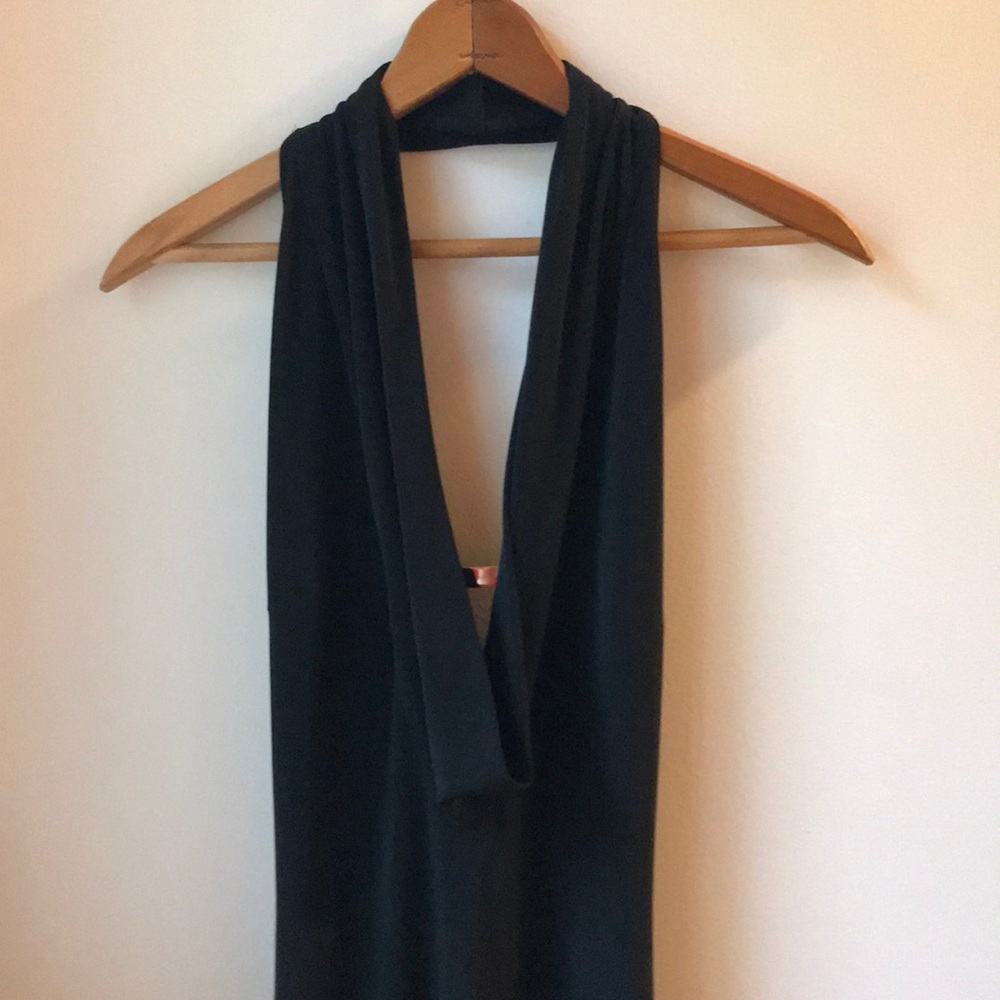 Sexy open back silky black dress
